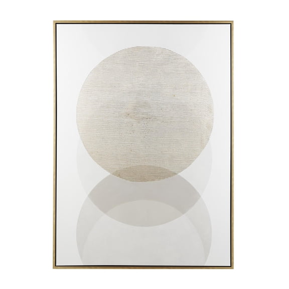 47" x 65" Overlapping Circle Geometric Framed Wall Art with Gold Grid Detailing, by DecMode