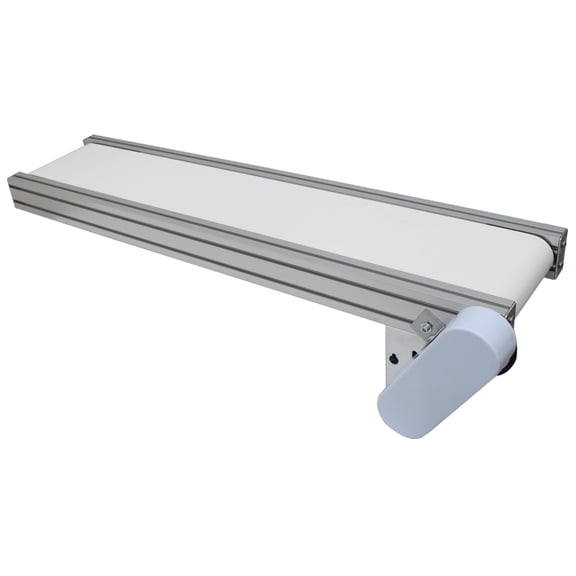 47''x 7.9'' PVC Belt Conveyor Machine with Aluminum Frame & White Belt for Packing Shipping
