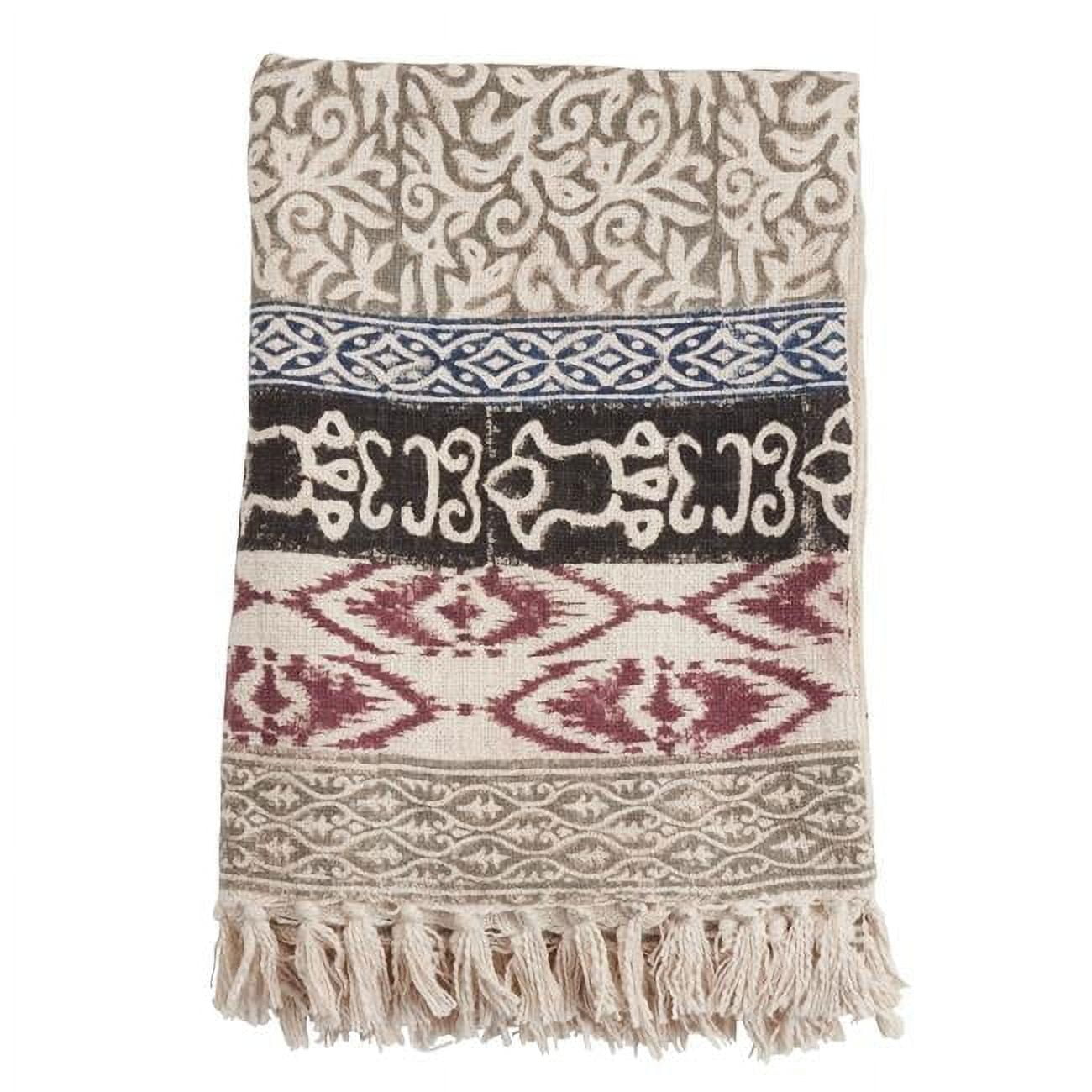 Reversible Multicolor Cotton Block Print Throw Blanket