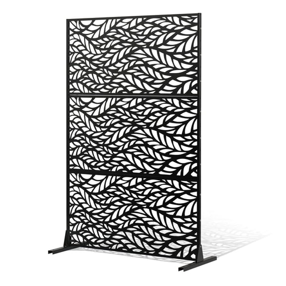47" x 72" Metal Privacy Screen Panel for Patio and Outdoor Deck - Black, Weather-Resistant Decorative Fence & Wall