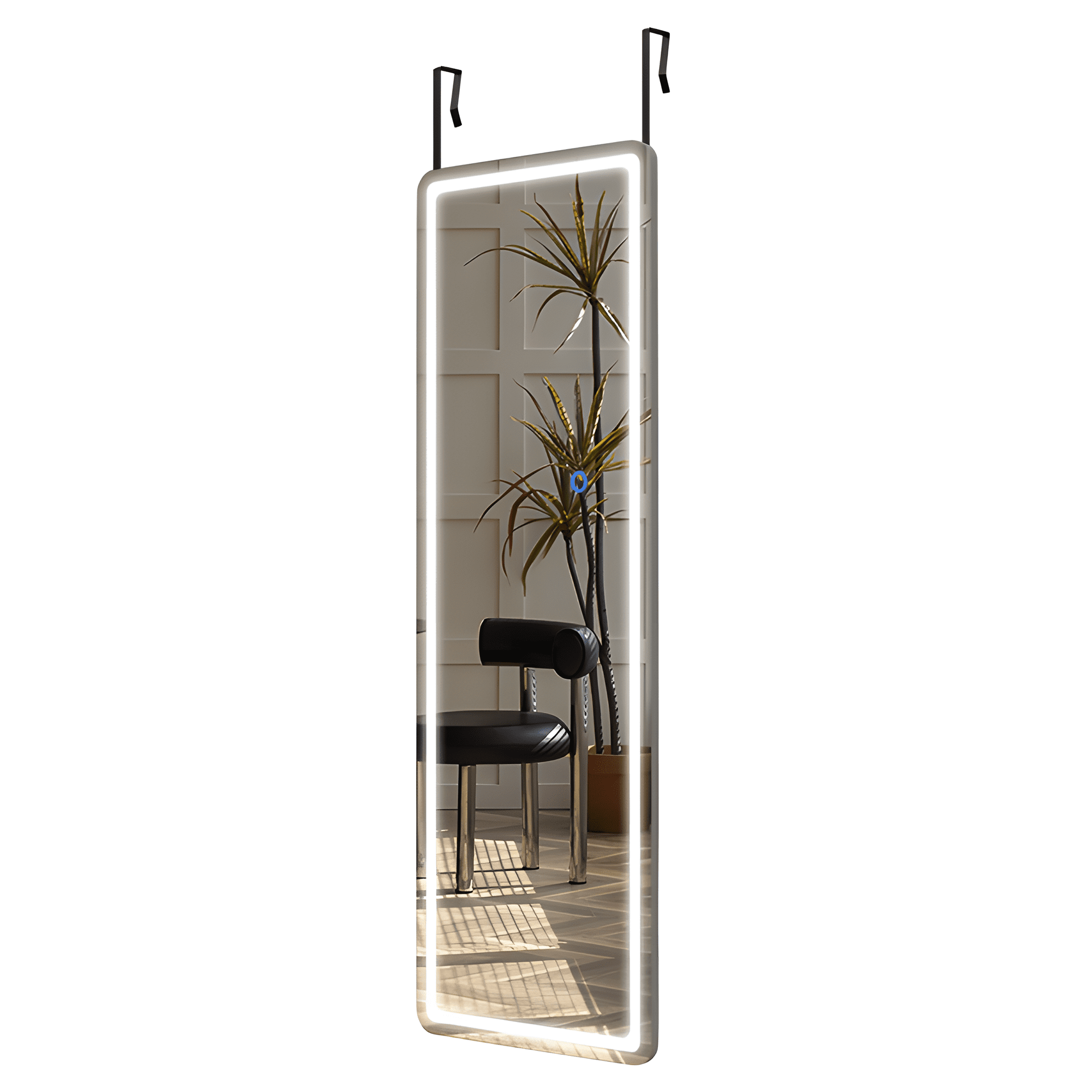 47"x16" Mordern Rectangle Hanging LED Mirror Door Mirror Vanity Mirror,White