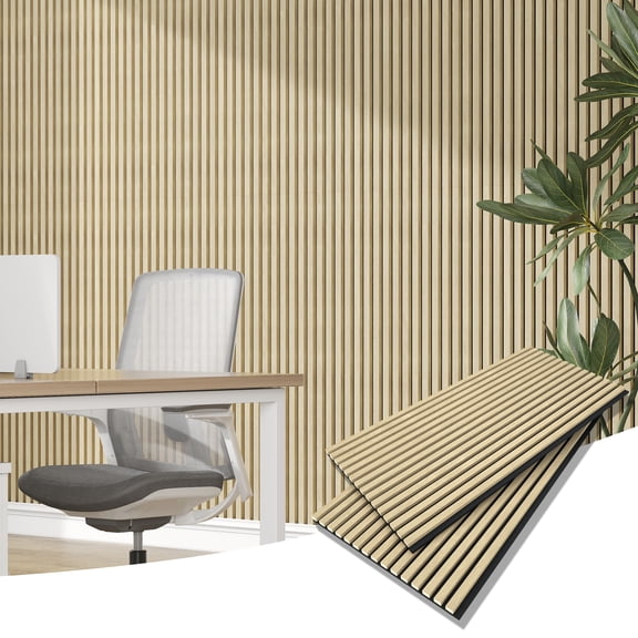 47"x24" Acoustic Slat Wood Wall Panel 3D Slatted Wall Panels 2Pcs,Natural