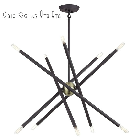 47006-07 Livex Lighting Soho - 10 Light Chandelier-26 Inches Tall and 28 Inches Wide-Bronze/Antique Brass Finish