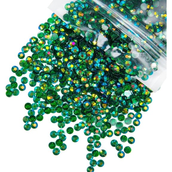 4700PCS 3mm Transparent Emerald Green AB Resin Rhinestones Bulk Clear Dark Green Flatback Jelly Resin Stones SS10 Non-Hotfix Diamonds Gems for Nails Face Eyes Makeup Body Tumblers Crafts Shoes