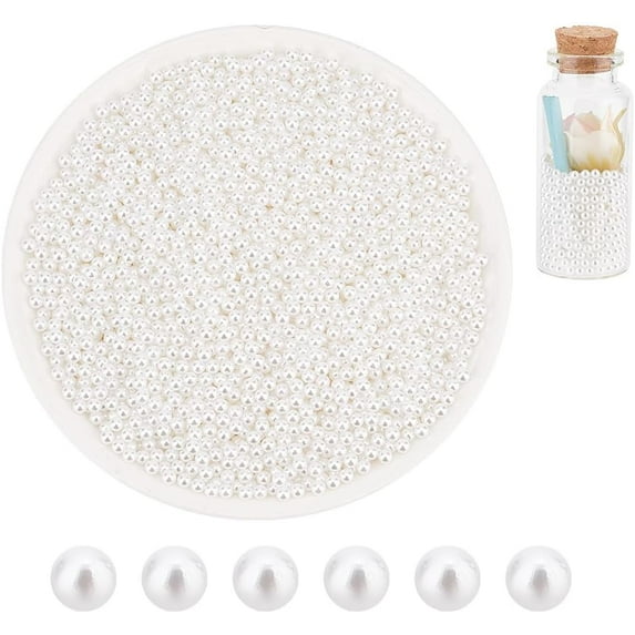 4700pcs 3mm White Pearl Beads No Hole Loose Acrylic Pearl Beads Resin Filling Material Pearl Beads for Resin Crafting Nail Art Makeup Jewelry Making and Wedding Acrylic