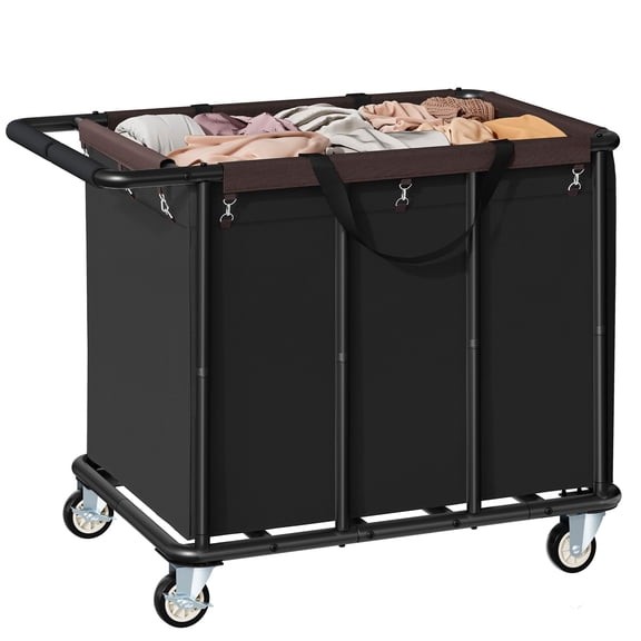470L Heavy Duty Commercial Laundry Cart with Wheels,Industrial Rolling Laundry Hamper, Extra Large Laundry Basket, Metal Frame for Hotel/Hospital/Home, 440lbs