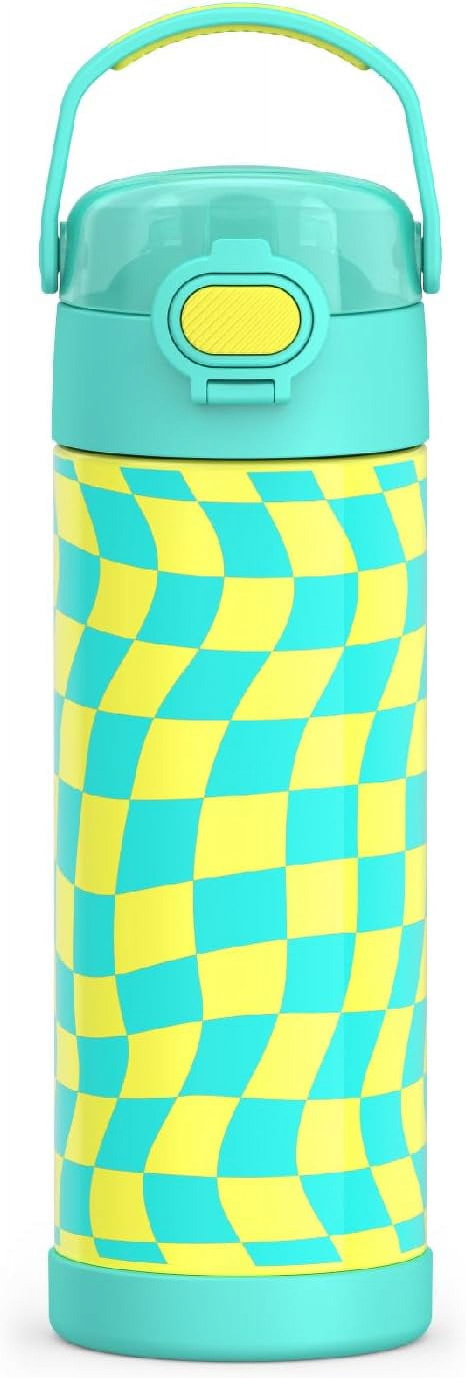 Teal Checkered Stainless Steel 16oz FUNtainer Water Bottle