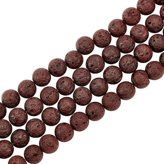 470pcs 8mm Natural Lava Stone Beads - Brown Oil Diffuser Round Loose Energy Gemstone Beads