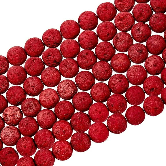 470pcs 8mm Natural Lava Stone Beads - Red Lava Stone Oil Diffuser & Beads for Jewelry Making