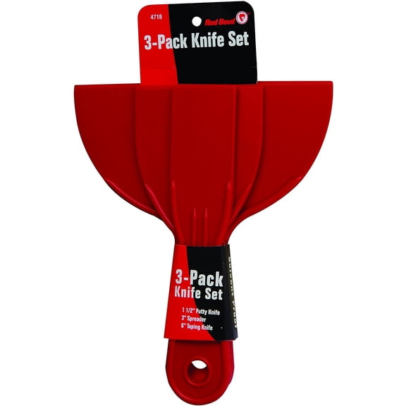 4718 3-Piece Plastic Putty Knife Set, Scraper Tool, Spackle & Paint, 1-Pack