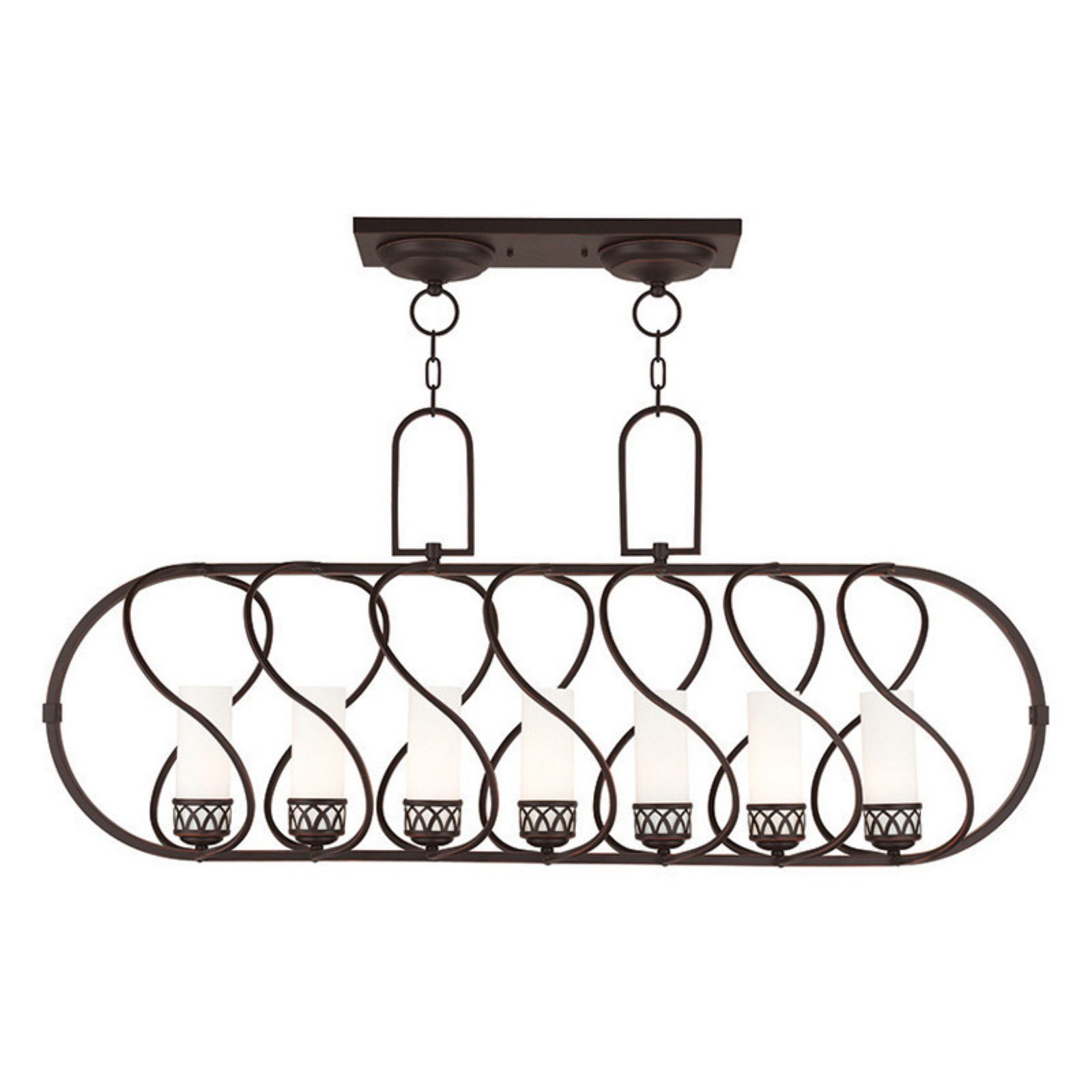 Westfield 7-Light Olde Bronze Linear Chandelier with Satin Opal Glass