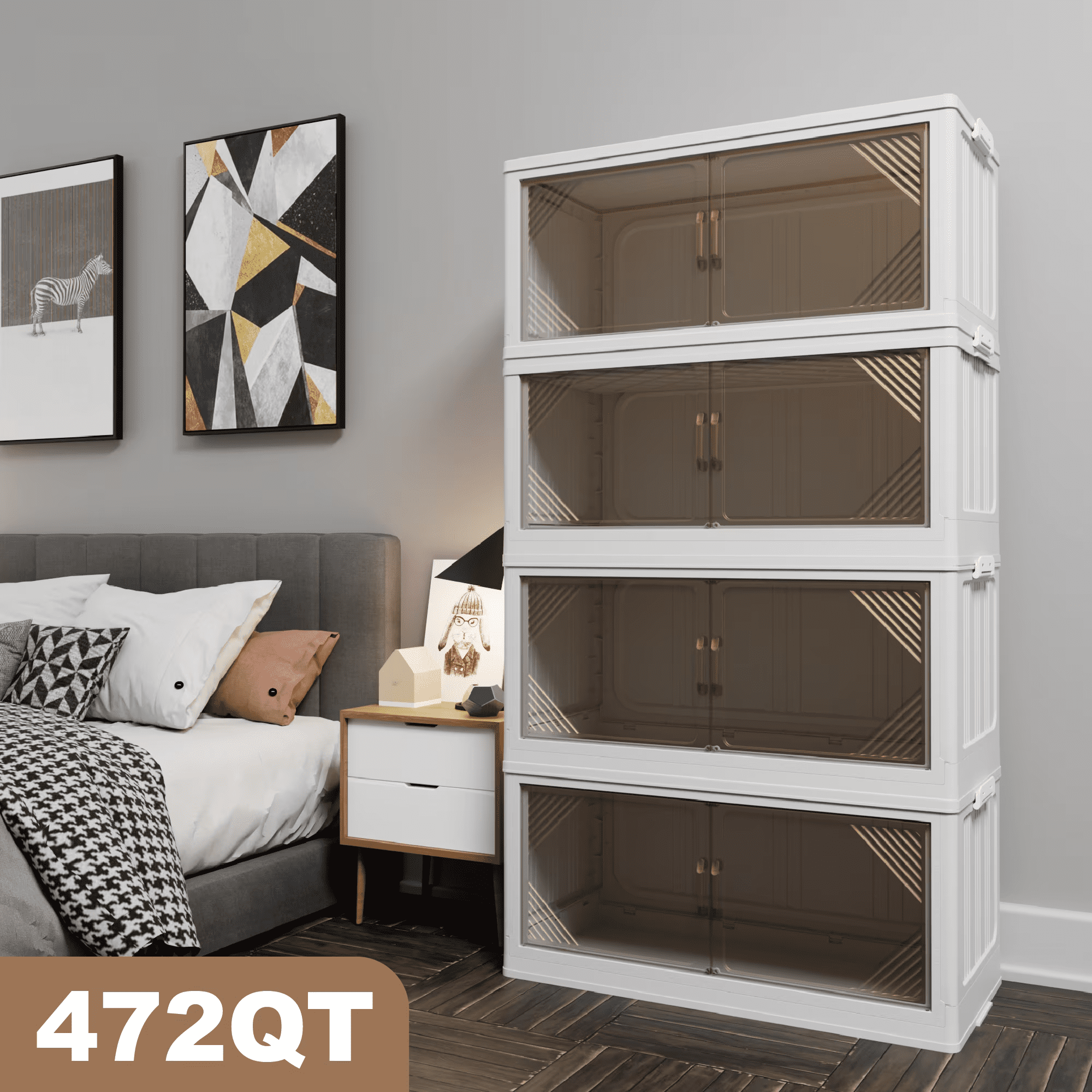 472QT 4-Pack Transparent Plastic Storage Cabinets, Beige - Walmart.com