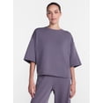 thumbnail image 1 of Athletic Works Women's and Women's Plus French Terry Cropped Boxy Tee, Sizes XS-4X, 1 of 6