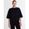 thumbnail image 1 of Athletic Works Women's and Women's Plus French Terry Cropped Boxy Tee, Sizes XS-4X, 1 of 6