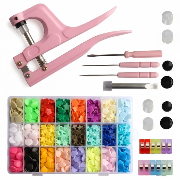 473 Piece Plastic Snap Fastener Set with Pliers Tool, 24 Colors 4 Shapes Sewing Craft Kit