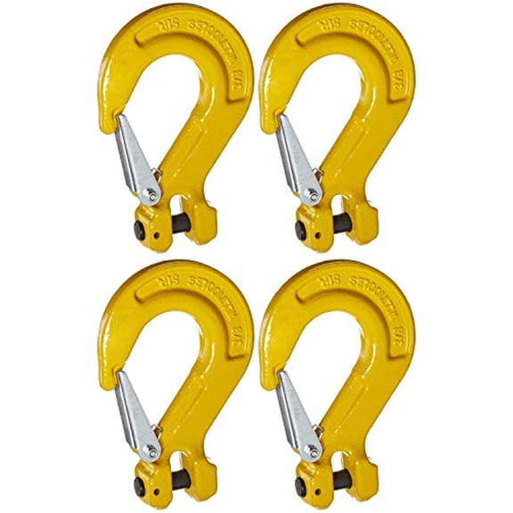 47400301 Grade 80 Drop Forged Alloy Steel Clevis Sling Hook with Latch, Painted Finish, 3/8" Trade, 7100 lbs Working Load Limit Pack of 4$$Tools & Hardware Other