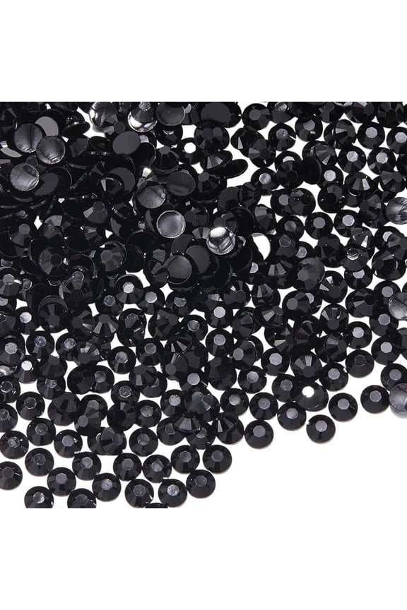 4750Pcs 4MM Black Resin Rhinestones in Bulk Bedazzling Half Round Flatback Non Hotfix Crystals Rhinestone Gems Stone Flat Back Charms Nail Decoration