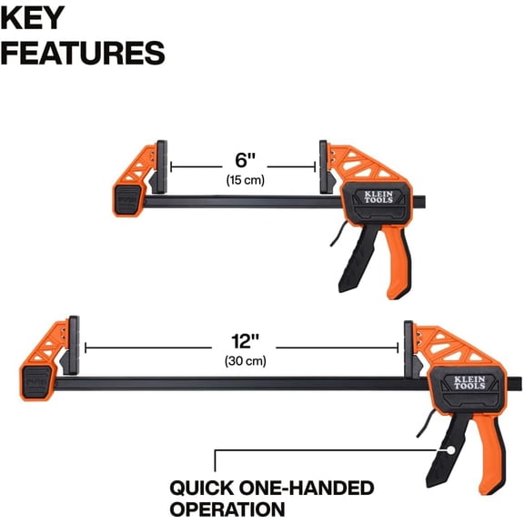 47552 Bar Clamp Speed-Klamp 6-Inch and 12-Inch Clamp Spreader 4-Pack 150-Pound Clamping Force One-Handed Operation for Woodworking Metal Projects