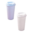 thumbnail image 1 of 475ml Reusable Coffee Cups with Lids 2 Pcs Travel Hot Cups Microwavable Plastic Tumblers Coffee Mugs Christmas Gifts Party Favors Adult for Hot and Cold Drinks, Blue + White, 1 of 9