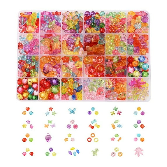 476pcs 24 style Transparent Acrylic Beads Mixed Shapes Mixed color ...