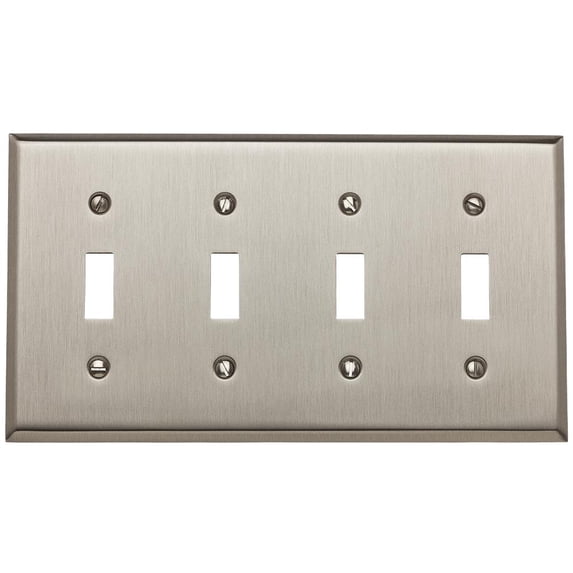 4772.150.CD Quad Toggle Switchplate Satin Nickel