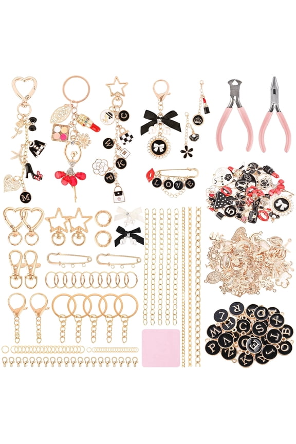 477PCS Lip Gloss Keychain Making Kit ,DIY Keychain Supplies, Bag Charm Kit, Charms for Jewelry Making, Bracelet Making ,Personalized Gifts for Friends Small Business