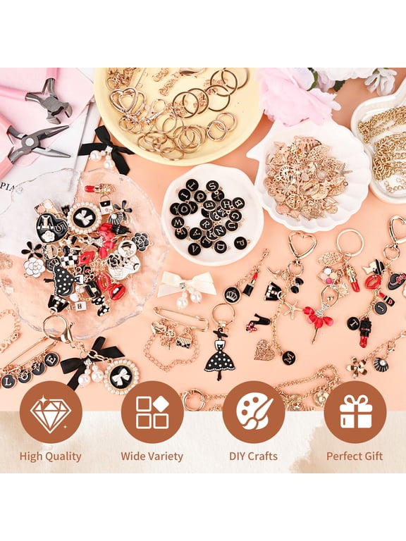 477PCS Lip Gloss Keychain Making Kit ,DIY Keychain Supplies, Bag Charm Kit, Charms for Jewelry Making, Bracelet Making ,Personalized Gifts for Friends Small Business