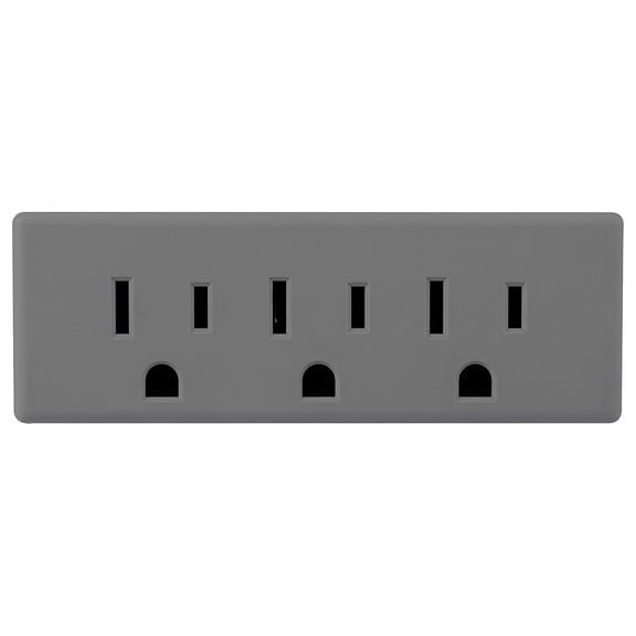 2-Pack GE 3 Outlet Wall Tap Extender 3 Prong Grounded Adapter Plug Gray 47874 UL