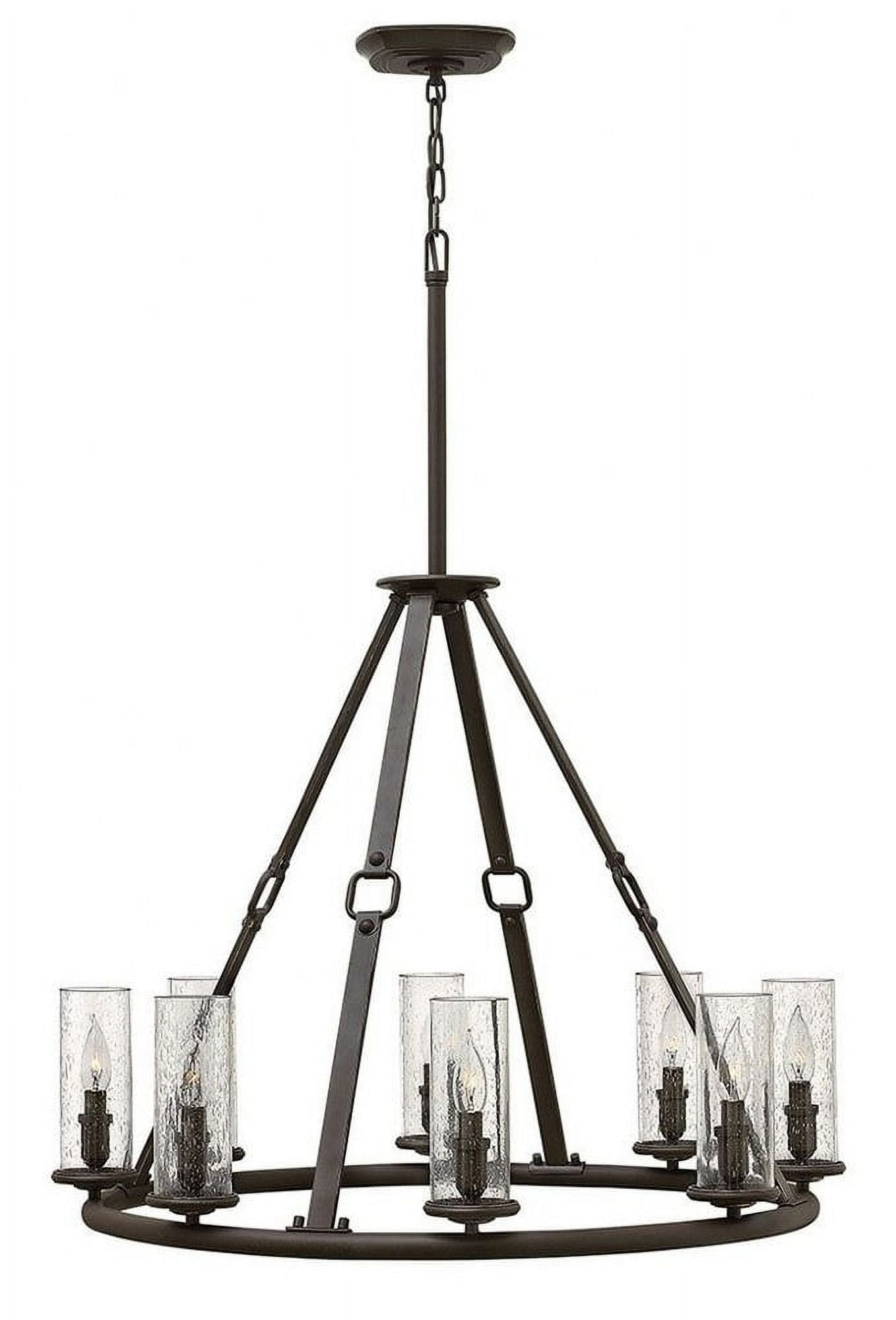 Dakota 8-Light Seedy Glass Hurricane Chandelier in Oil Rubbed Bronze
