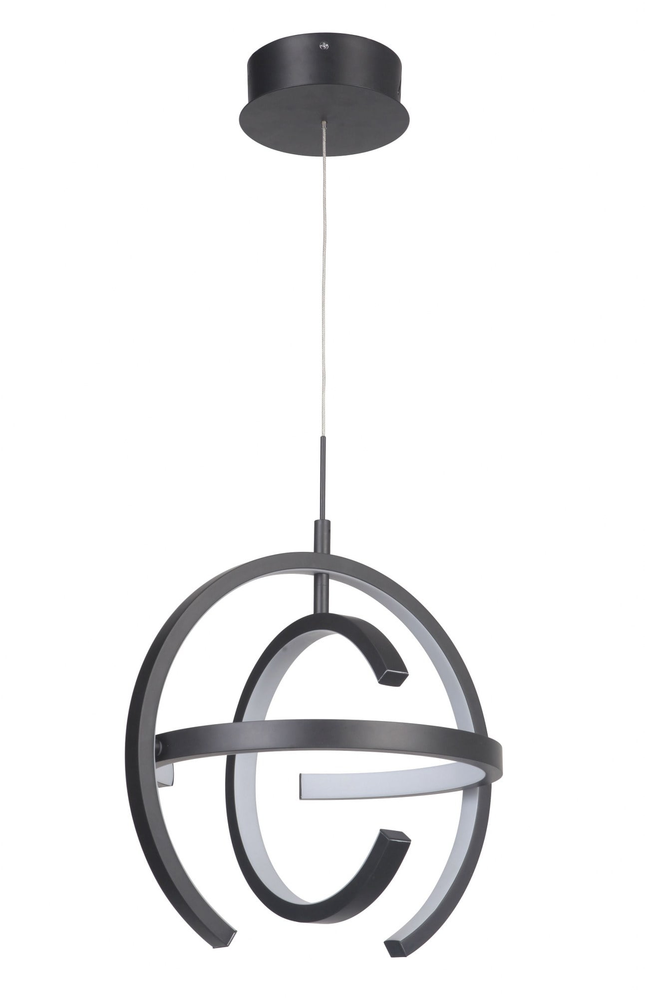 Modern Matte Black 13.75" Globe Pendant with LED Lighting