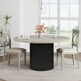 thumbnail image 1 of 47Inch Round Dining Table for 4-6 People, Black Dining Room Table with Sturdy Waveform Metal Pedestal Base, Industrial Circle Kitchen Table for Dining Room, 1 of 6