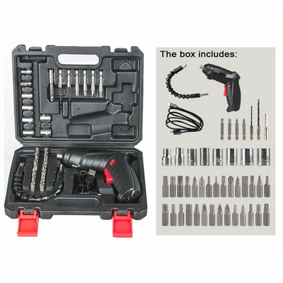 47PCS Electric Screwdriver Set 3.6V Cordless Electric Drill Screwdriver Kit Portable Repair Tool High Precision Power Tools Foldable Electric Screwdriver for Furniture Table Repair