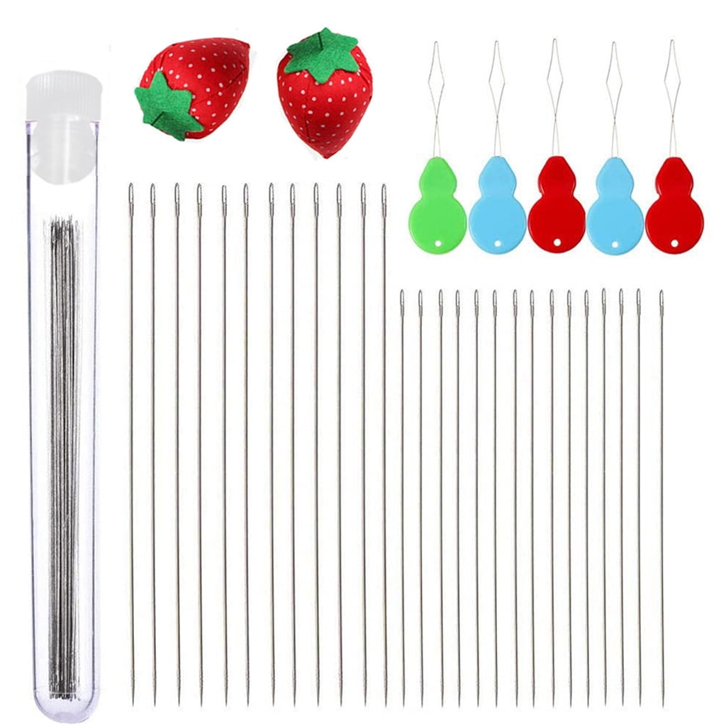 5pcs Multi-Size Matching Bead Needle, Thin Beading Middle Opening Necklace  Threading Sewing Embroidery Tools, Beading Needles For Jewelry Making