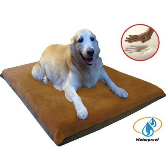 47X29 X4 Sudan Brown Orthopedic Waterproof Memory Foam Pet Pad Bed for Extra Large Dog Crate Size 48"X30" with 2 External Covers