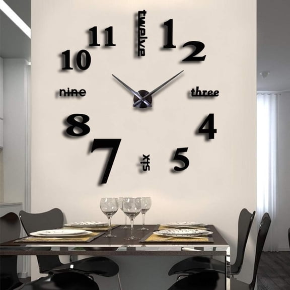 47X47 Inch Large 3D DIY Frameless Mirror Wall Clock, Modern Home Decor For Living Room Bedroom Office Kids Room Hotel Cafe Bar Decoration