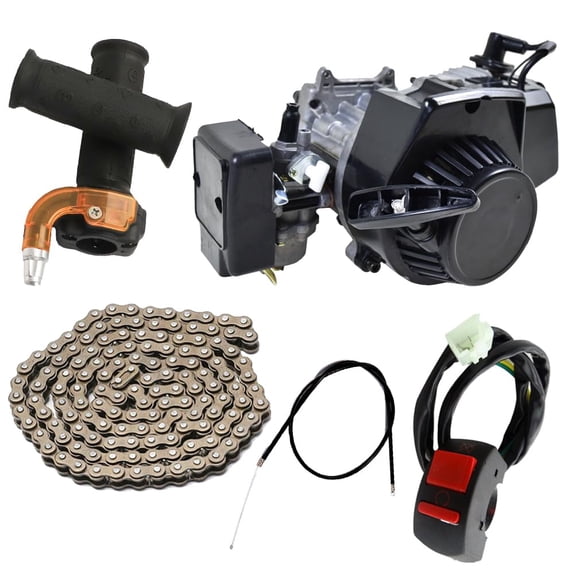 47cc 49cc 50cc 2 Stroke Engine Motor Kit Air Cooled with 25H 136L Chain, Kill Switch, Throttle Grips, Throttle Cable for Rocket Pocket Mini Dirt Pit Bike Kids Quad ATV UTV Buggy Scooter Minimoto