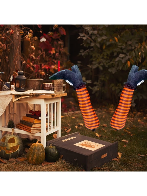 47cm Realistic Witch Leg Halloween Decoration for Garden Outdoor and Indoor Spooky Party Props, Set of 2 Foam Polyester Atmospheric Decor