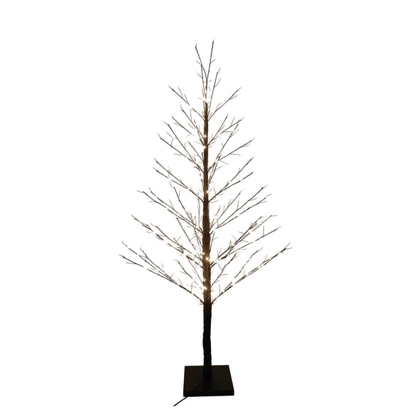 Hi-Line Gifts Pre-Lit Black Artificial Birch Twig Christmas Tree - 4' - Warm White LED Lights