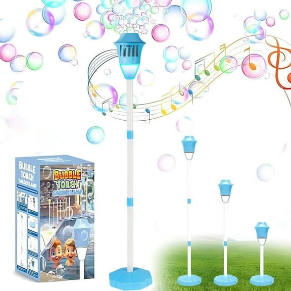 47in Bubble Torch Garden Lamp, Automatic Bubble Maker Stand Machine Rechargeable, with Night Light and Music, for Wedding Birthday Picnic Camping Party