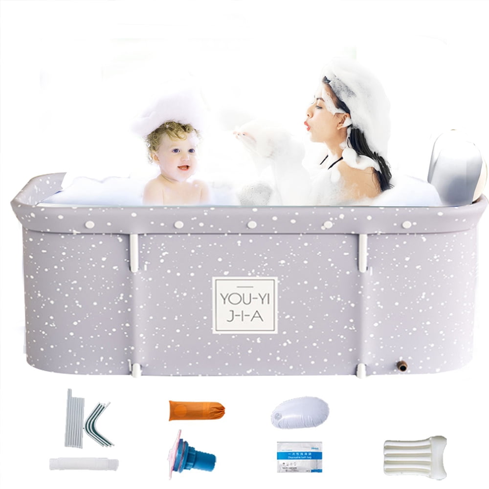 Elderflower & Berries Portable Bathtub for Adult - Large 56in Foldable Collapsible Tub - Ergonomically Designed for The Ultimate Relaxing Soaking