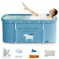 thumbnail image 1 of 47in Large Portable Folding Bathtub, Hot & Cold Soaking Bath tub, Blue Unicorn(SolarSoda), 1 of 11