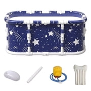 47in Large Portable Folding Bathtub, Hot & Cold Soaking Bath tub, Starry Blue(SolarSoda)