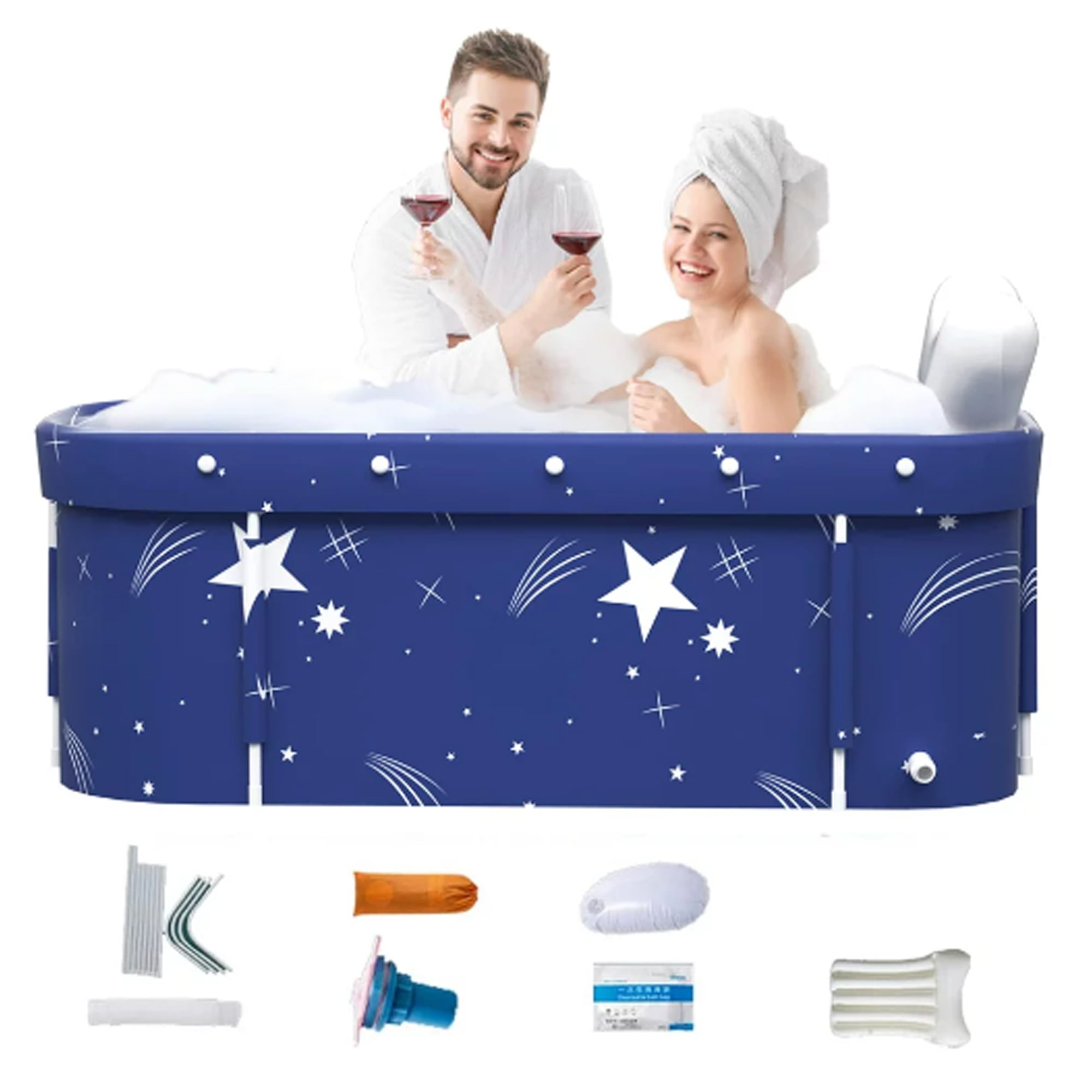 47in Portable Folding Bathtub Large Foldable Bathtub Soaking Bathtub