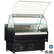 NSF48 in.Refrigerated Glass Meat Deli Case, Open Air Curved Glass Refrigerator, Auto Defrost