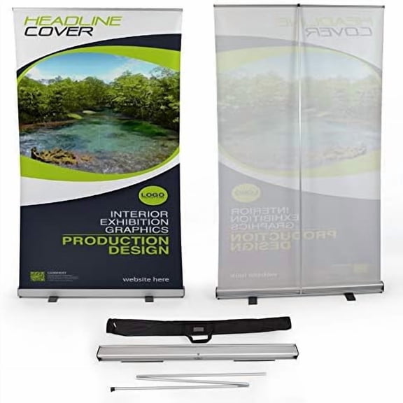 47in Roll Up Basic  4.0ft x 6.9ft x 0.9ft Retractable Banner Stand - Includes a Sturdy Aluminum Base and a Padded Black Polyester Bag  Hardware Only, Print Not Included$$Other