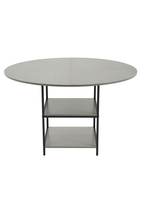 47in Round Dining Table, Wood Kitchen Table for 4-6 Person, Grey - Modern Bistro Table for Dining Room, Kitchen, Small Space