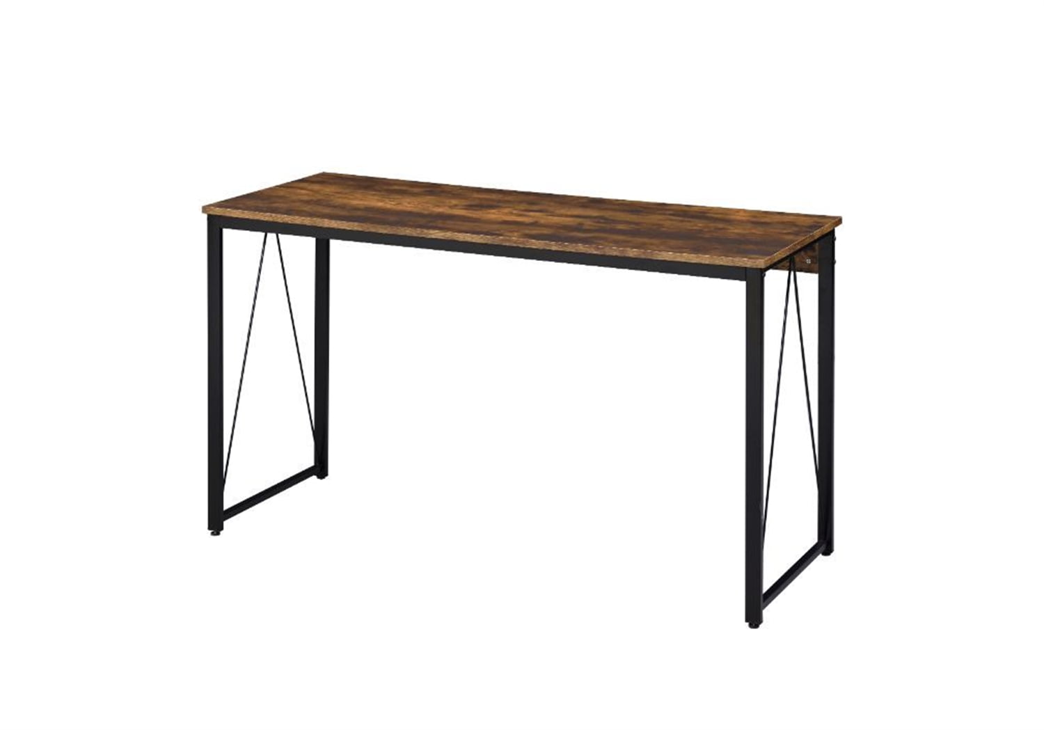 Rustic Brown Adjustable Height Wood Desk with Hutch and Drawer