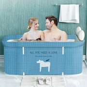 JOJOLAM 47 in Foldable Bathtub, Soaking Bath Tub for Adults or Kids, Efficiently Maintaining Temperature, Light Blue