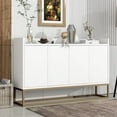 thumbnail image 1 of 47inch Modern Buffet Cabinet with Storage, Wooden Accent Storage Cabinet with Adjustable Shelves and 4 Doors Golden Metal Legs Sideboard Cupboard for Living Room Kitchen Entryway, White, 1 of 7