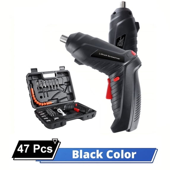 47pcs Cordless Electric Screwdriver Set USB Charging Rotatable with LED Light Electric Screwdriver Rotatable with LED Work Light Can Be Used for Household Equipment Repair